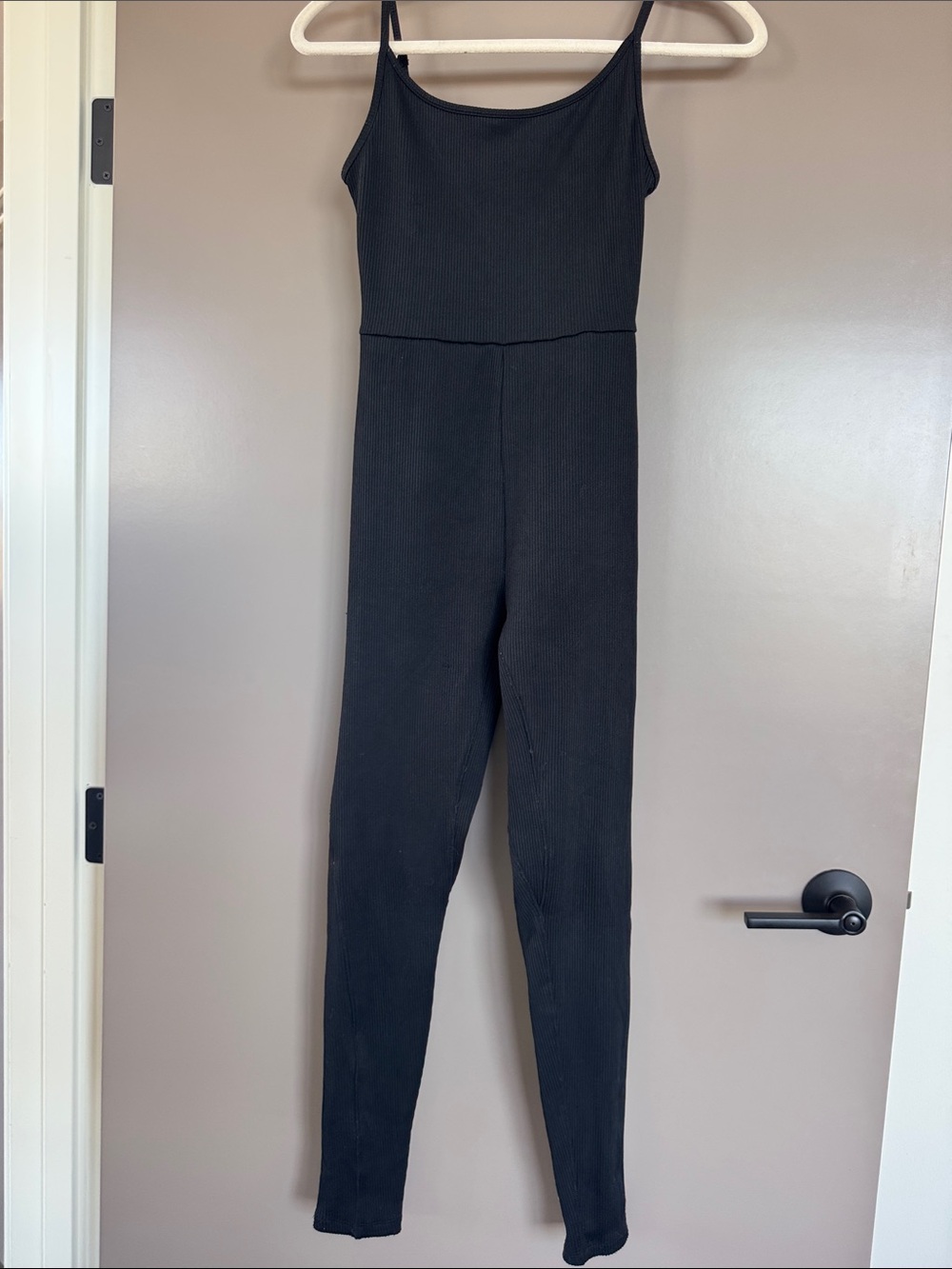 wild fable Black Ribbed Slim Jumpsuit with Spaghetti Straps Size Small